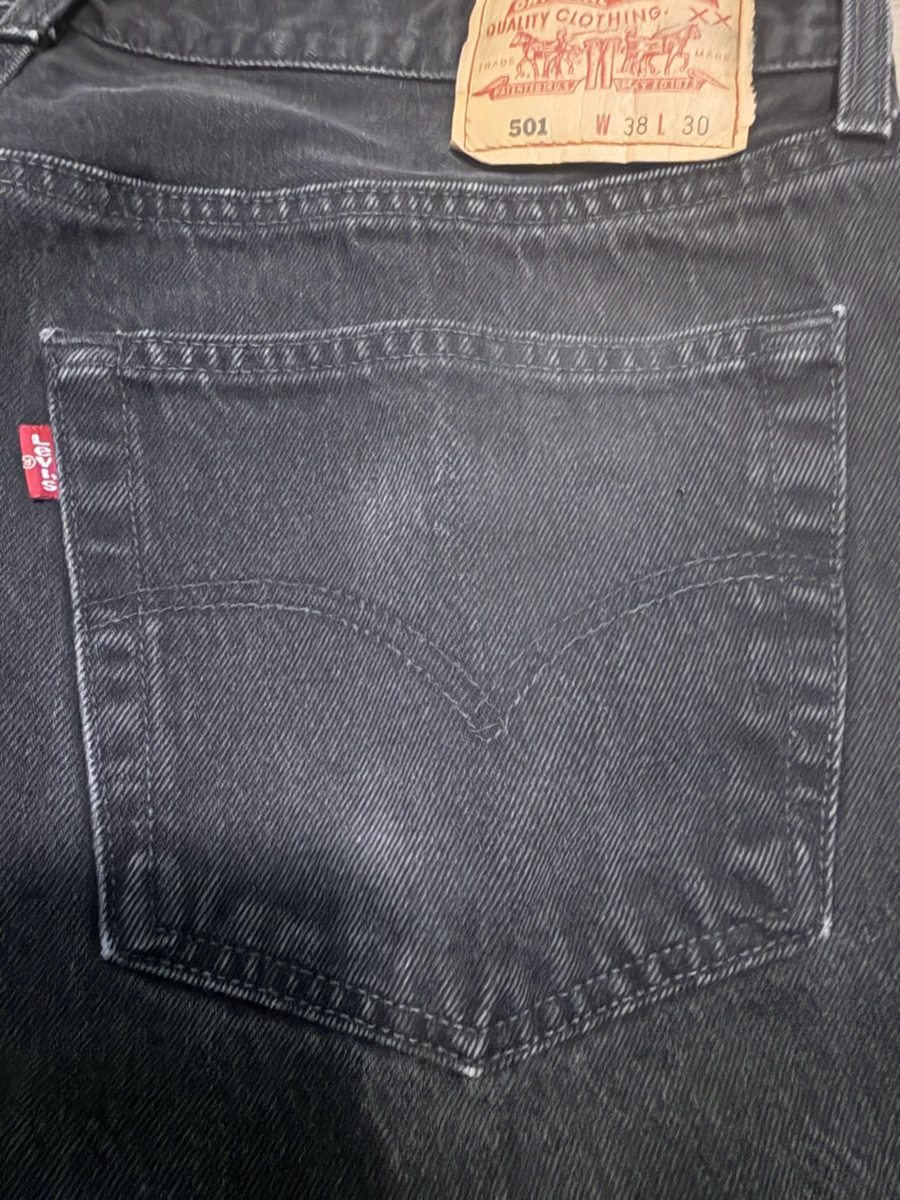 VTG Levi's 501 Button Fly Black Denim Jeans 36x30 tag 38x30 1999 Canada Made - Picture 6 of 15